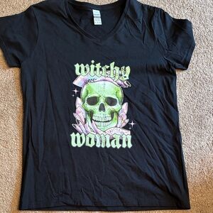 Witchy Woman Graphic Tee skull and crystals